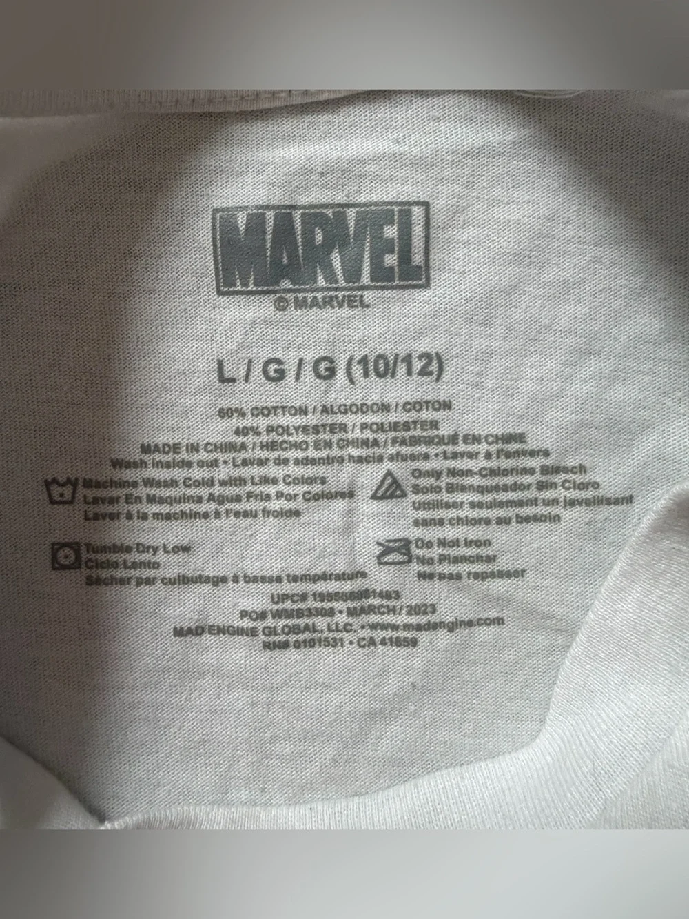 Marvel Groot graphic print white short sleeve t-shirt boys L 10-12